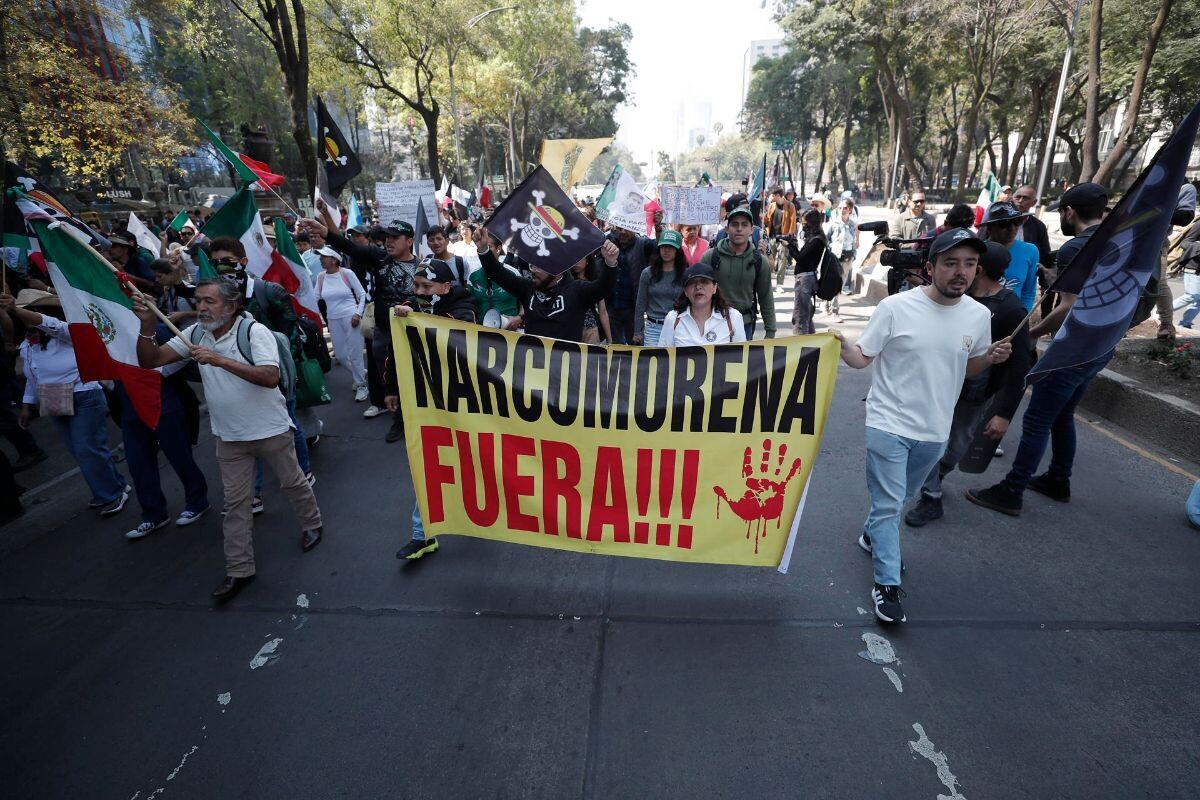 Generation Z March in Mexico City Draws Small Crowd Amid Military Parade