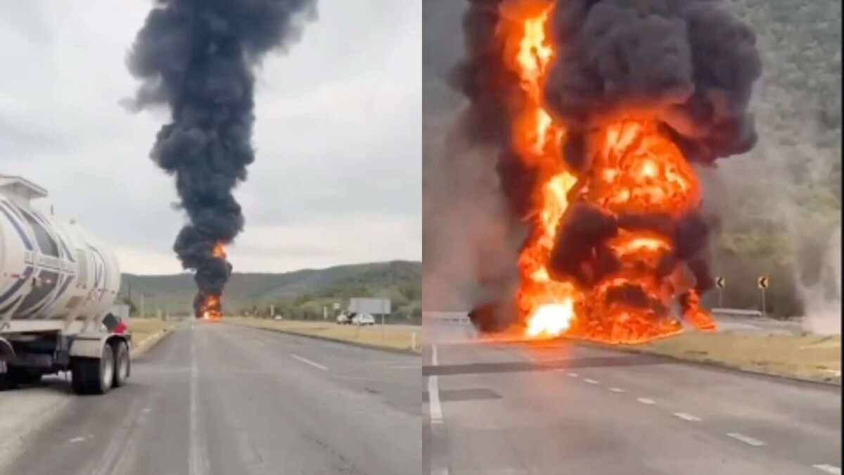 Explosión de pipa con gasolina en Nuevo León