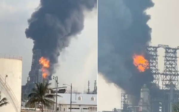Incendio en refinería de petróleo en México