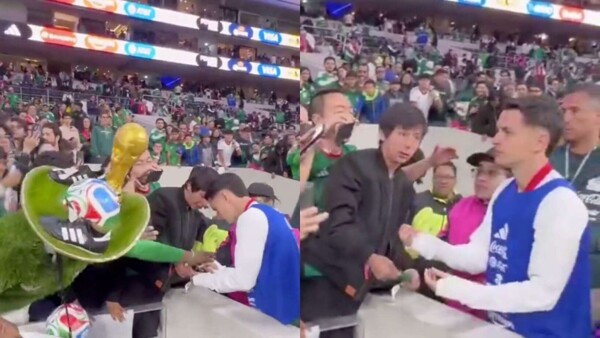 球迷在足球运动员菲达尔戈签名后抢走了他的马克笔