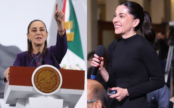 Mexican President Claudia Sheinbaum answers journalist Liz Vilchis's questions