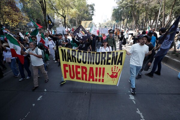 Generation Z March in Mexico City Draws Small Crowd Amid Military Parade