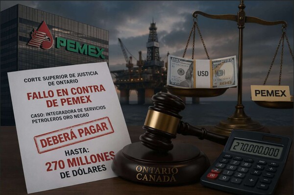 Tribunal de Canadá ordena a México pagar 270 millones por caso Pemex